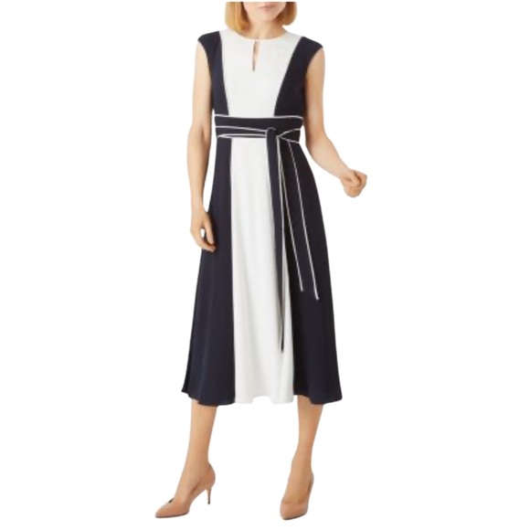 HOBBS LONDON Rae Color-Blocked Midi Dress Size 8 - Picture 1 of 9